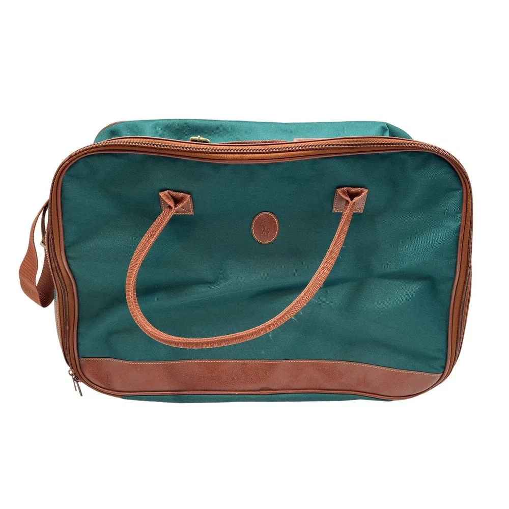 Vintage Polo Travel Bag Ralph Lauren Weekender Strap Green